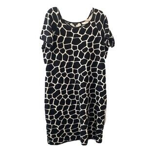 Talbots Womens Plus Size 1X Multicolor Print Rayon Wool Blend Sweater Dress